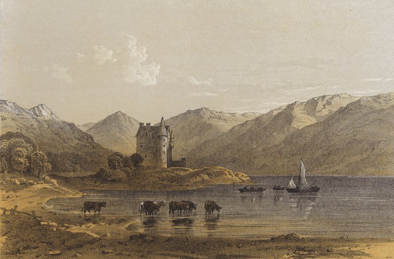 Hrad Dunderave (chromolitho) od A.V. Copley Fielding