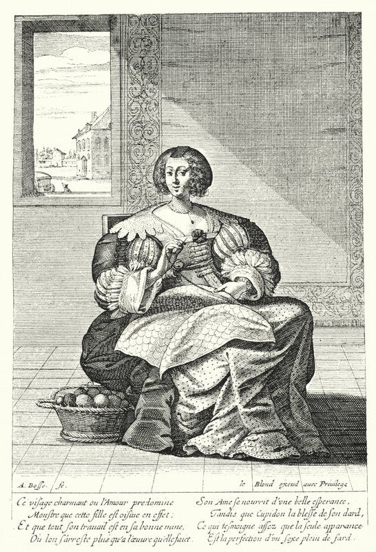 The Embroiderer (rytina) od Abraham (after) Bosse