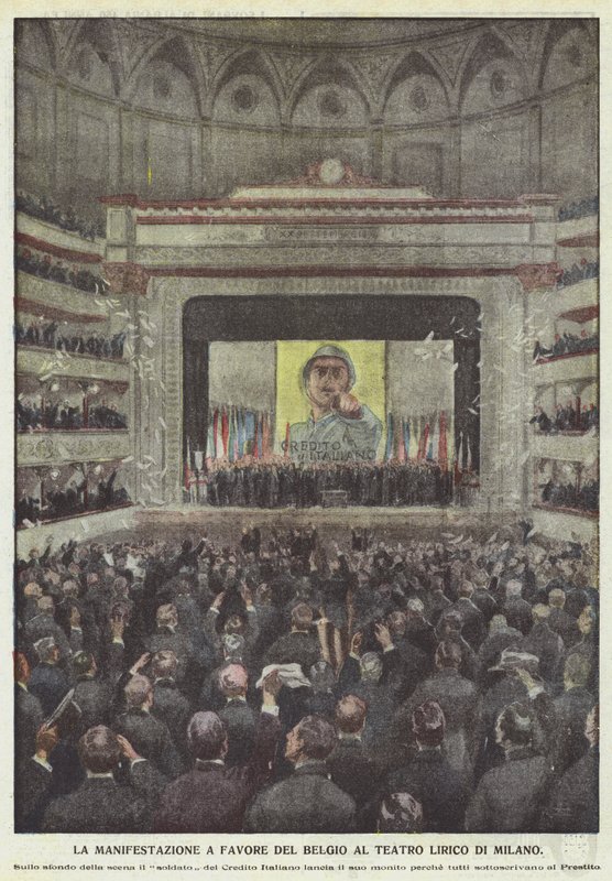 Demonstrace Ve prospěch Belgie V Teatro Lirico V Miláně od Achille Beltrame