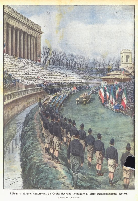 Královská rodina v Miláně od Achille Beltrame