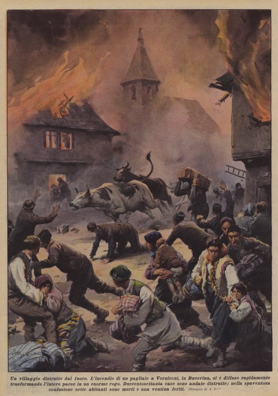 Vesnice zničená požárem od Achille Beltrame