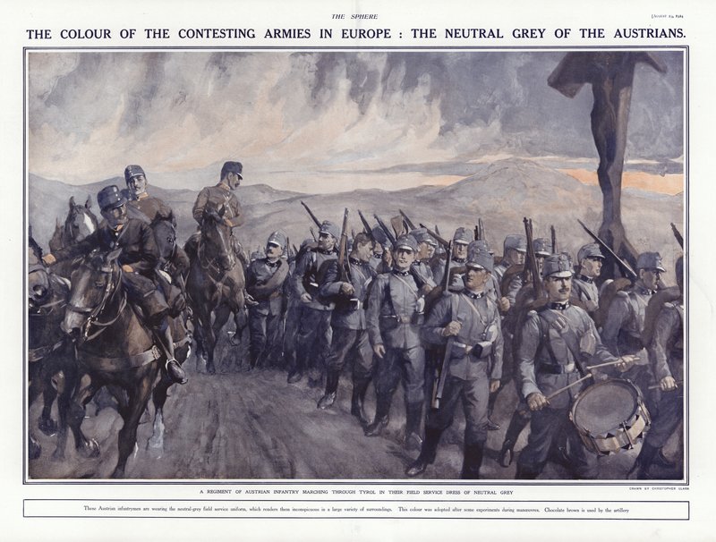 Rakouští vojáci pochodující přes Tyrolsko, první světová válka, 1914 od Addison Thomas Millar