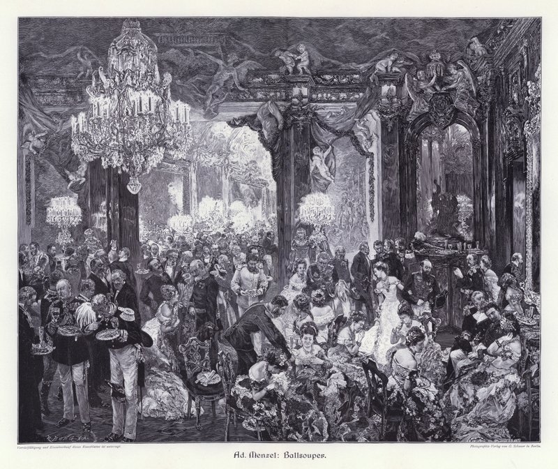 Ball Supper (rytina) od Adolph Friedrich Erdmann von (after) Menzel