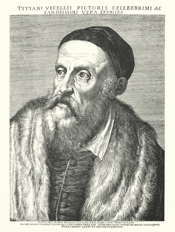Tizian , italský renesanční umělec (rytina) od Agostino (after) Carracci