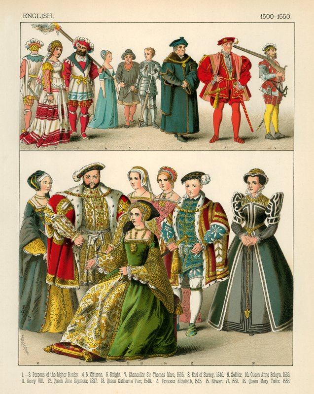 Anglický kostým 1500-1550 od Albert Kretschmer