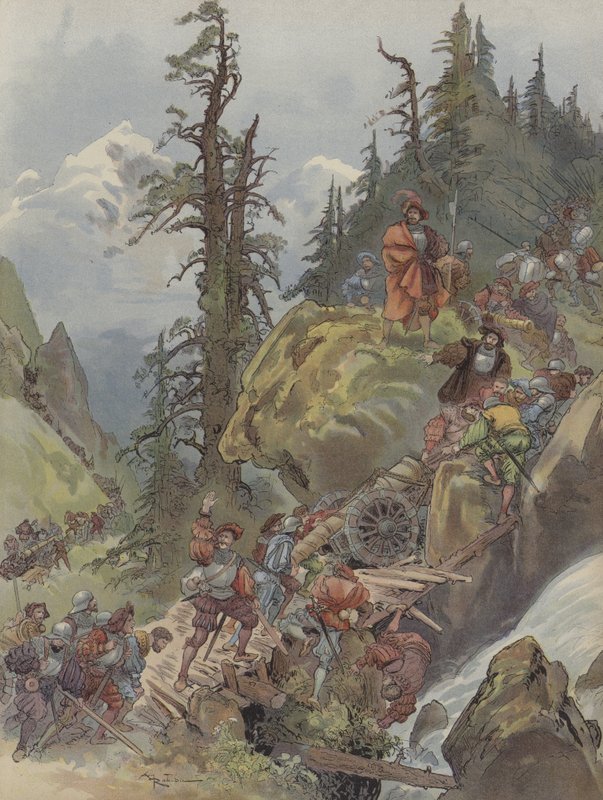 Přechod přes Alpy od Albert Robida