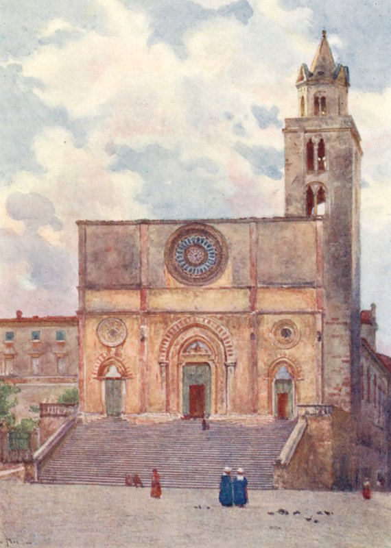 Katedrála, Todi (barevná litografie) od Alberto Pisa