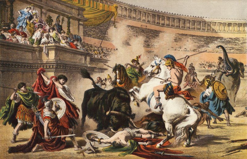 Římský býčí zápas od Alexander von after Wagner