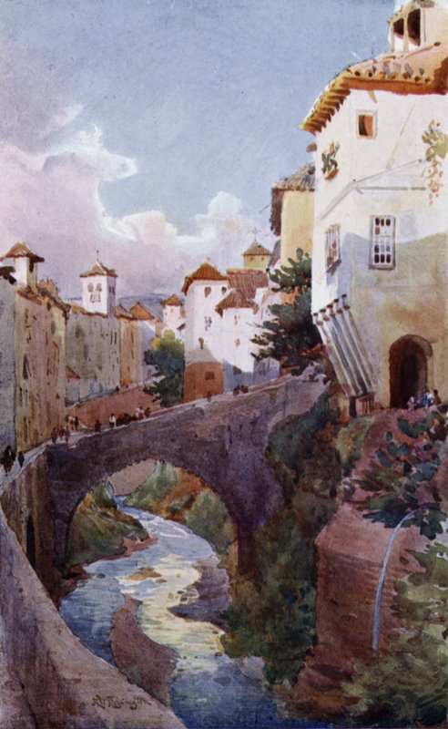 V Albaicin, Granada (barva litho) od Alexander Wallace Rimington
