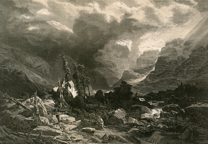 Bouře v Haslithalu, Berner Oberland od Alexandre Calame