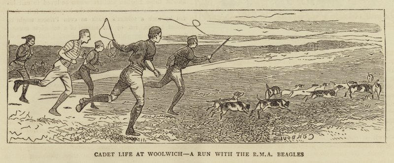 Cadet Life at Woolwich, Běh s RMA Beagles od Alfred Chantrey Corbould