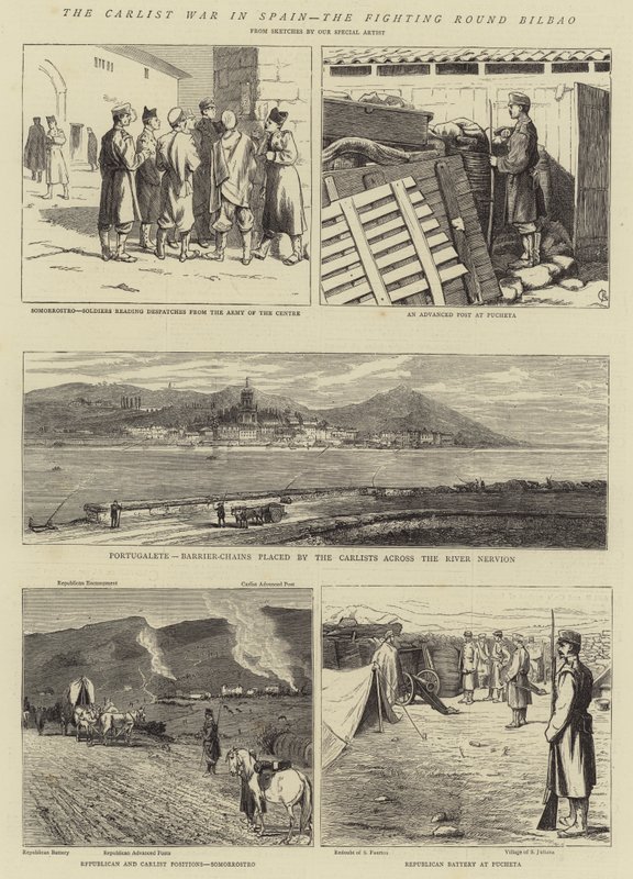 Carlistická válka ve Španělsku, boj kolem Bilbaa od Alfred Chantrey Corbould