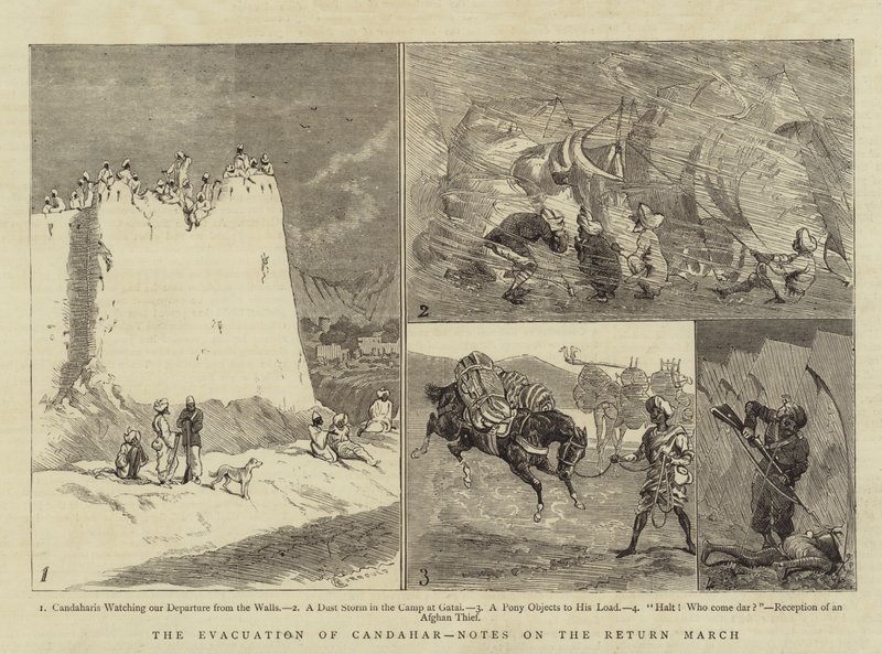 Evakuace Candaharu, poznámky k pochodu návratu od Alfred Chantrey Corbould