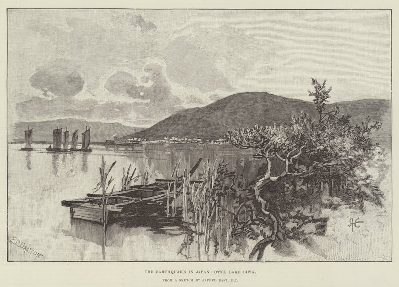 Zemětřesení v Japonsku, Otsu, jezero Biwa od Alfred East