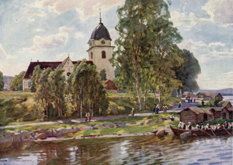 Neděle v Rattviku, Dalecarlia od Alfred Heaton Cooper
