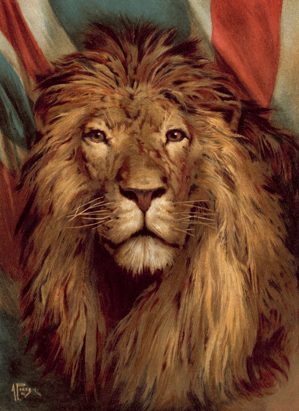 The British Lion Awake (chromolitho) od Alfred Pearse