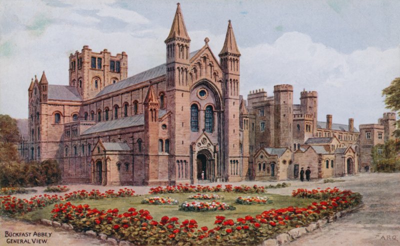 Buckfast Abbey, Celkový pohled (barevné lito) od Alfred Robert Quinton