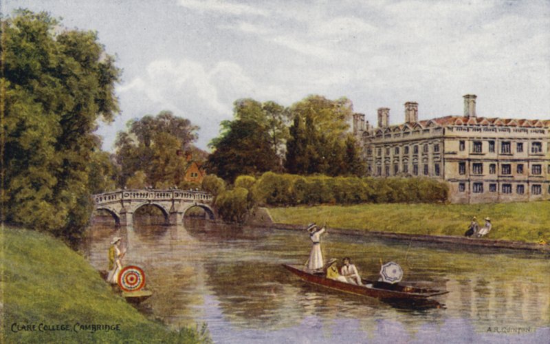 Cambridge: Clare College (barevné lito) od Alfred Robert Quinton