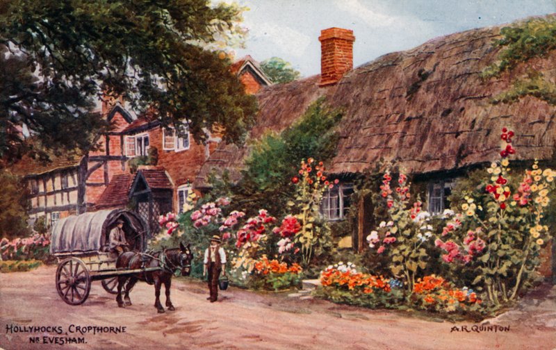 Hollyhocks, Cropthorne, Evesham od Alfred Robert Quinton