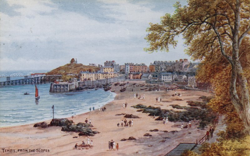 Tenby, From The Slopes (barevné lito) od Alfred Robert Quinton
