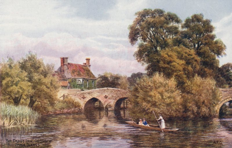 The Trout Inn, Godstow (barevná litografie) od Alfred Robert Quinton