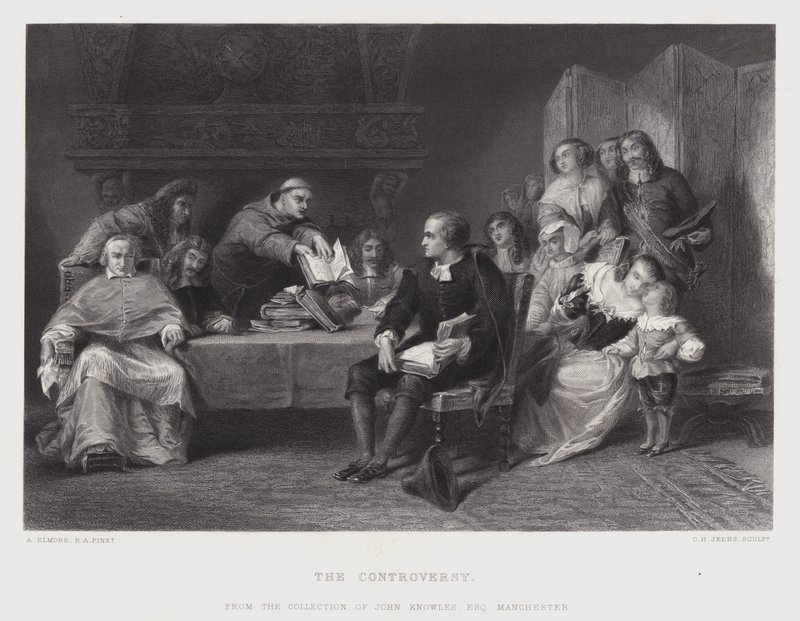 The Controversy (rytina) od Alfred W. (after) Elmore