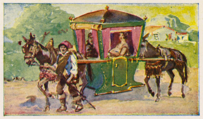 Vozíky tažené koňmi (barevná litografie) od Alfredo Roque Gameiro