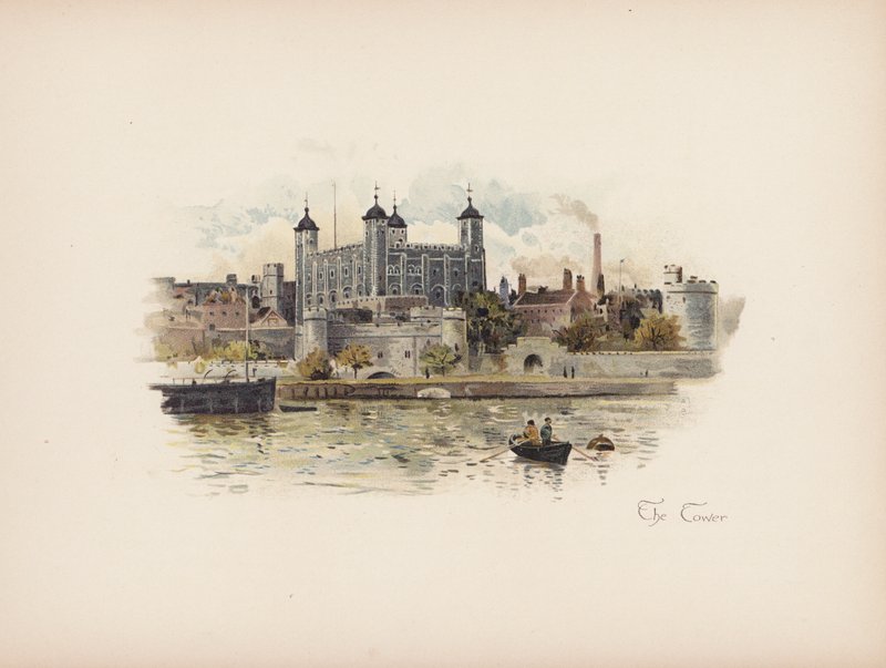 Známý Londýn: Tower (barevná litografie) od Allan F. Barraud