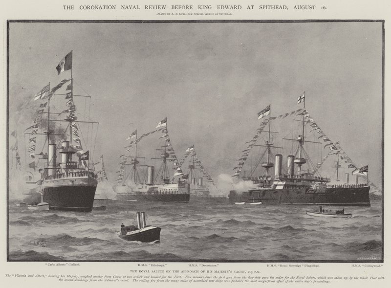 The Coronation Naval Review před králem Edwardem v Spitheadu, 16. srpna od Alma Claude Burlton Cull