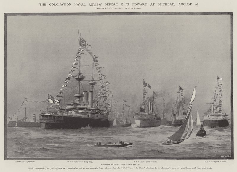 The Coronation Naval Review před králem Edwardem v Spitheadu, 16. srpna od Alma Claude Burlton Cull