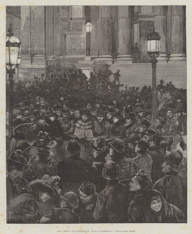 Silvestr před katedrálou svatého Pavla, Auld Lang Syne od Amedee Forestier
