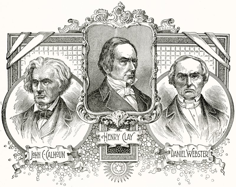 John C Calhoun, Henry Clay, Daniel Webster od American School