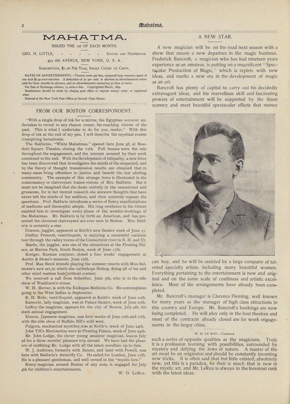 Nová hvězda, Frederick Bancroft od American School