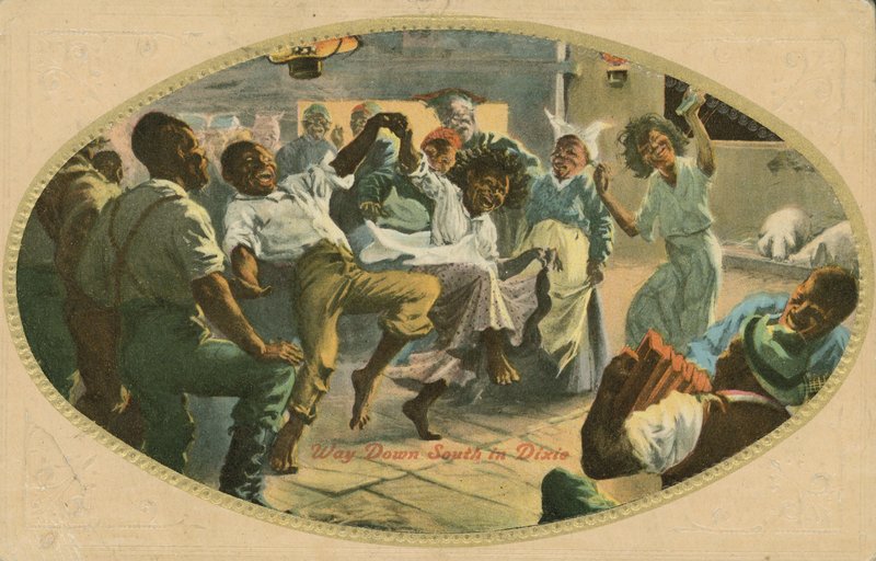 Afroamerický tanec v Dixie (barevné litho) od American School