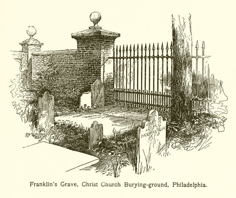 Franklins Grave, Christ Church Burying-ground, Philadelphia od American School