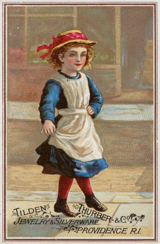 Dívka hravě přeskakuje (chromolitho) od American School