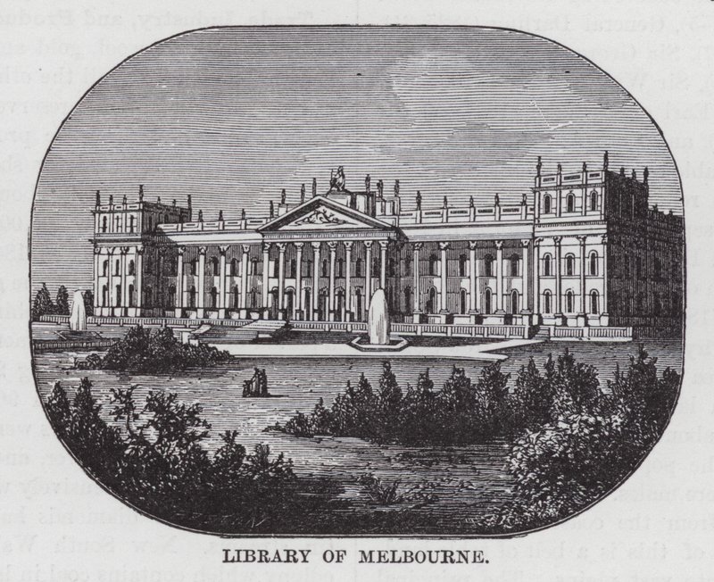 Library of Melbourne (rytina) od American School