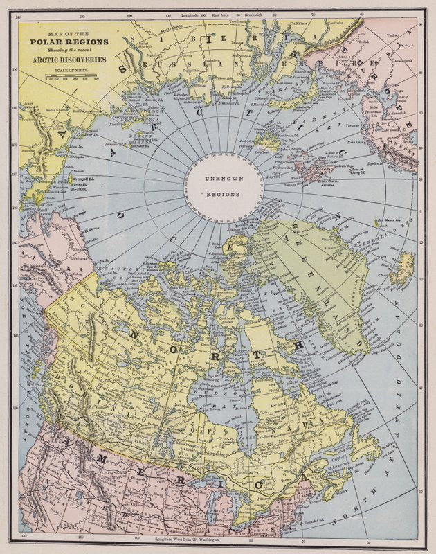 Mapa Arktidy (barevná rytina) od American School