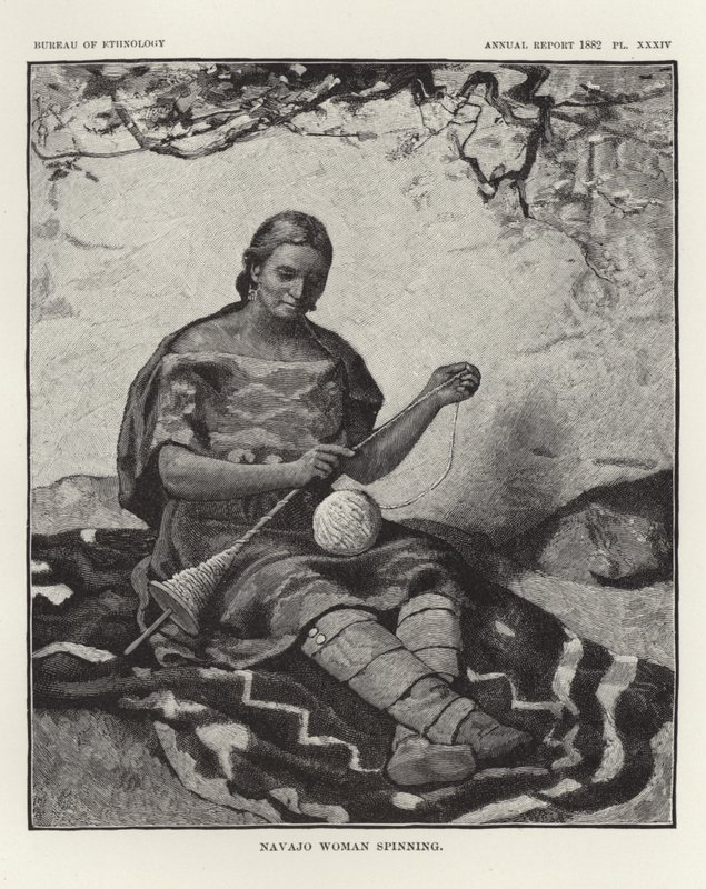 Navajo žena předení od American School