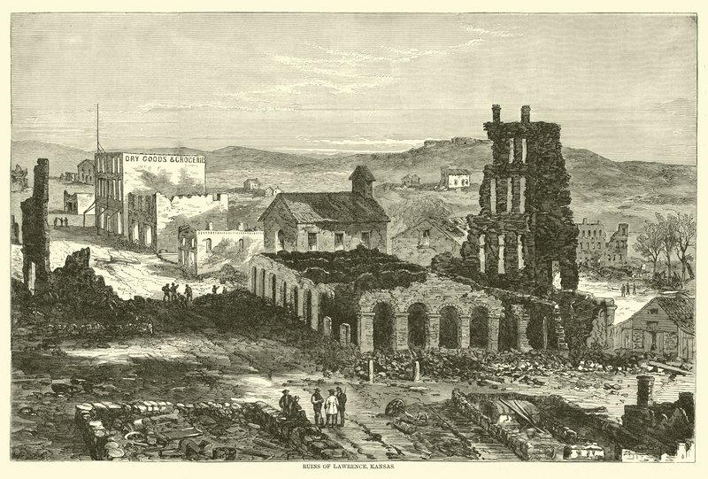 Ruins of Lawrence, Kansas, srpen 1863 od American School