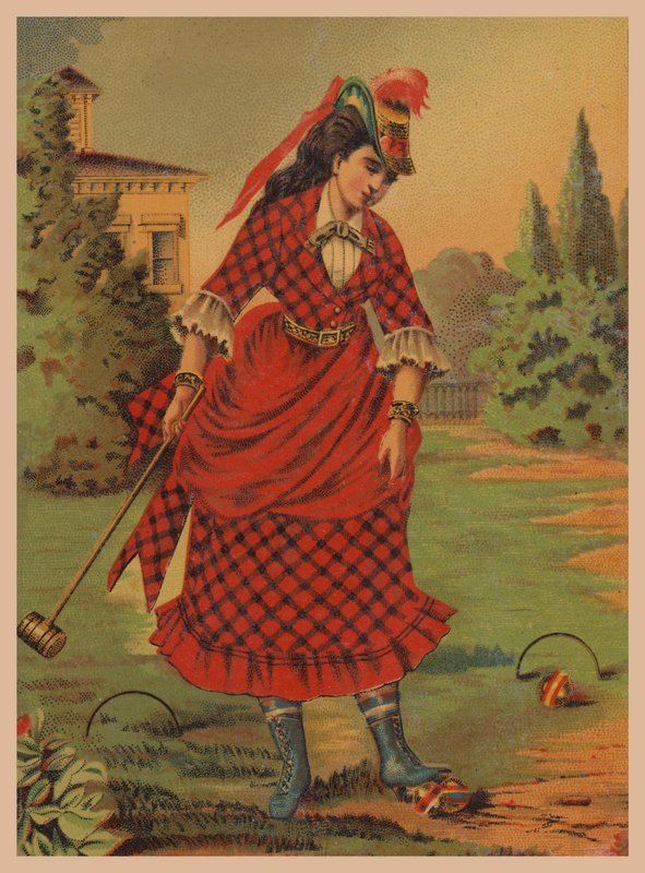 Žena hrající kroket (chromolit) od American School