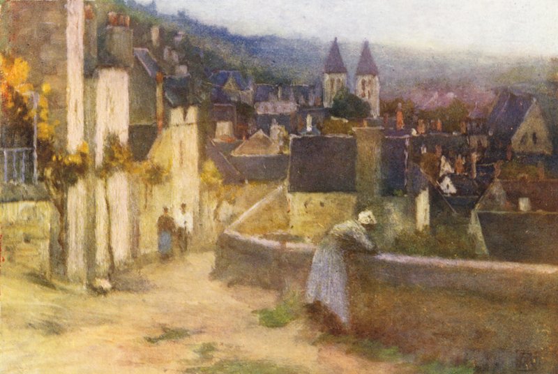 Chinon z hradu (barevná litografie) od Amy B. Atkinson