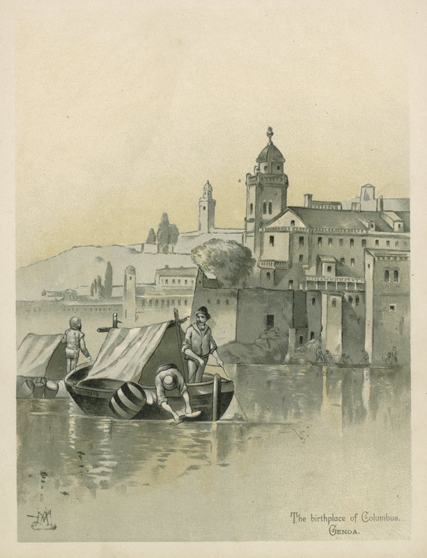 Janov, rodiště Kryštofa Kolumba (chromolitho) od Andrew Melrose
