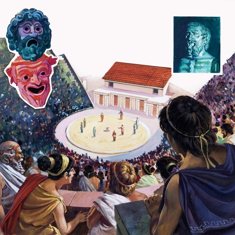 Řecké divadlo (kvaš na papíře) od Andrew Howat