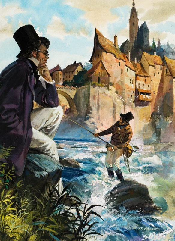 Schubertův Pstruh (kvaš na papíře) od Andrew Howat