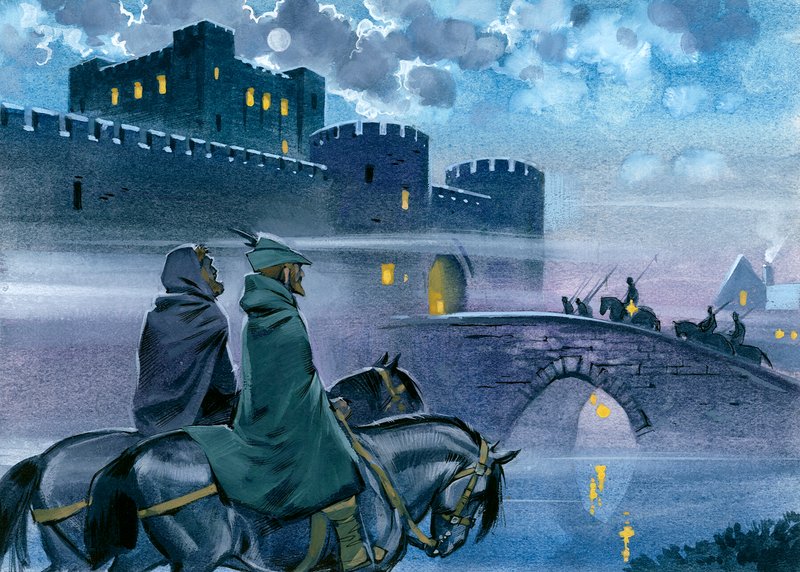 Robin Hood před hradem Nottingham od Angus McBride