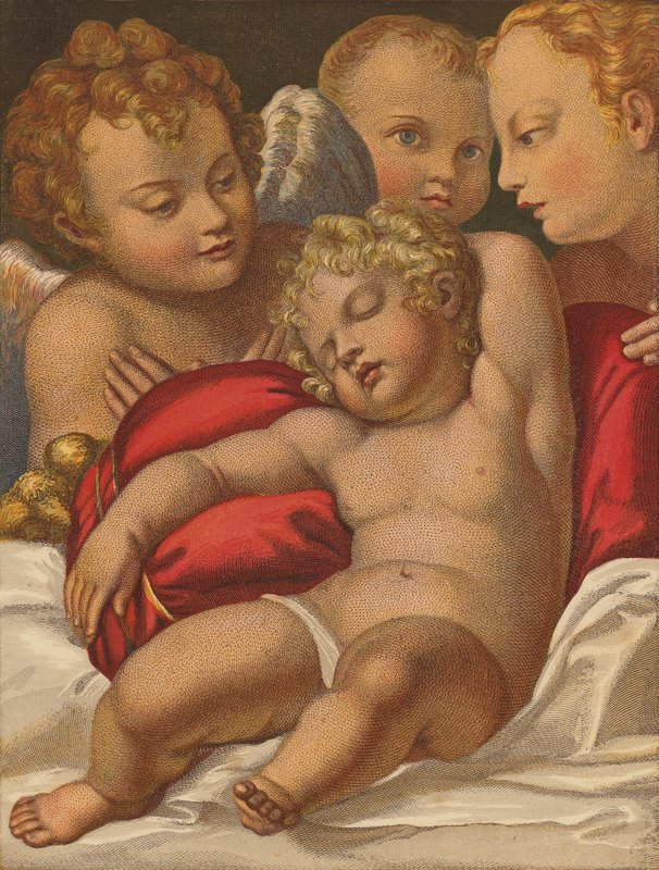 Dítě Spasitel. (barevná litografie) od Annibale (after) Carracci