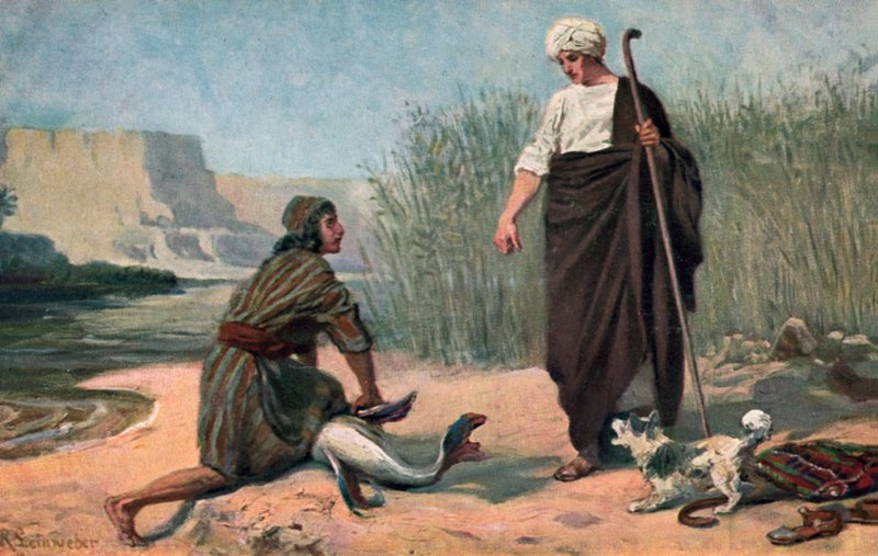 Tobiáš a anděl (barva lito) od Anton Robert Leinweber