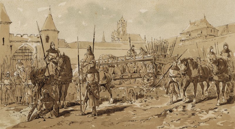 Vojenský vůz a jezdci, 13. století od Armand Jean Heins