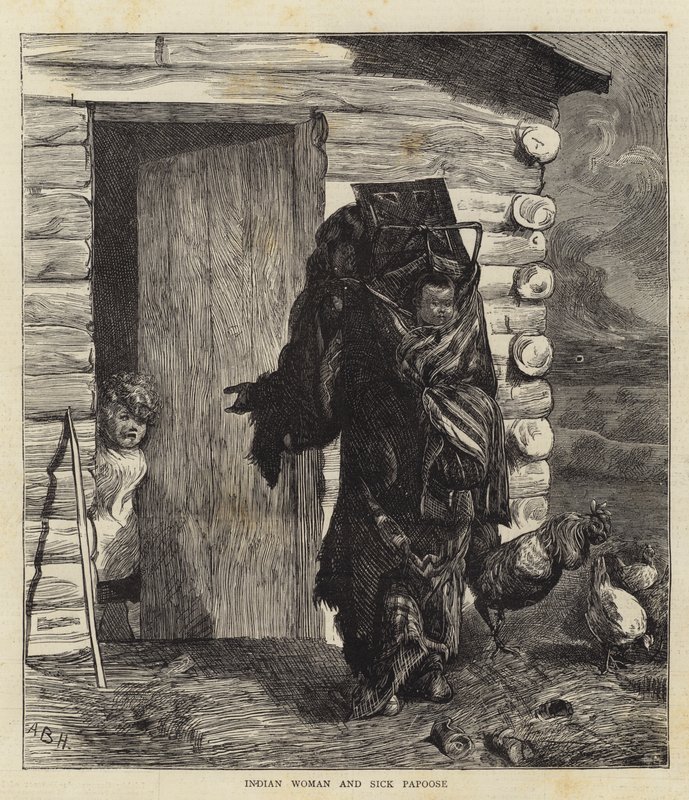 Indická žena a nemocný Papoose od Arthur Boyd Houghton